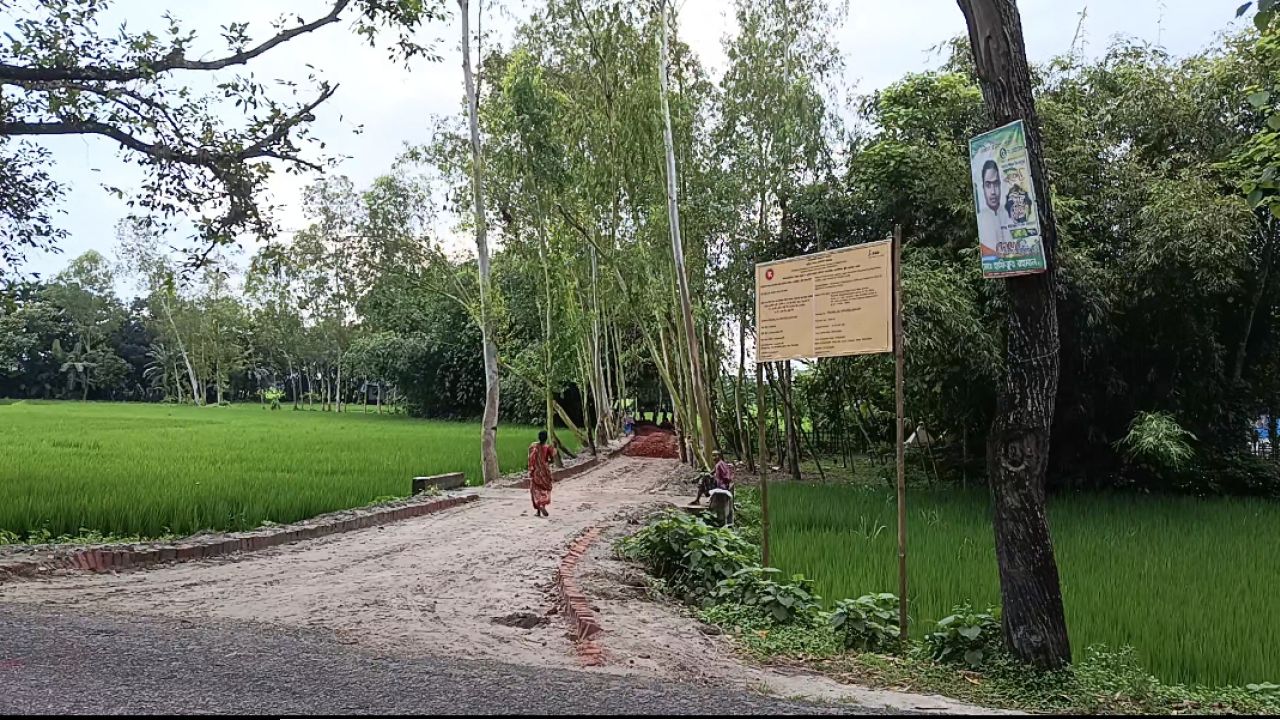 জলঢাকায় সড়ক নির্মাণে অনিয়মের অভিযোগ
